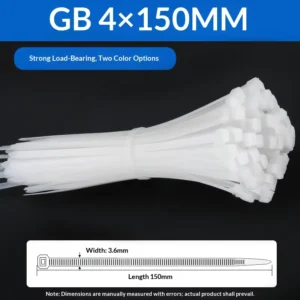 CHINEE 100 PCS High Strength Self Locking Heavy Duty Wire Bundling Fixation Nylon 66 Cable Ties for Industrial Electrical and Home Use
