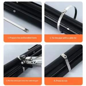 CHINEE 100 PCS Industrial 550mm Stainless Steel Self locking Cable Tie 4.6mm Heavy Duty for Mining and Power Grid Applications