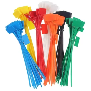 CHINEE 100 Pieces 4 Inch Cable Marker Ties 3×100 Cable Labels Tags Colored Zip Ties Nylon Wire Labels Plastic Tags