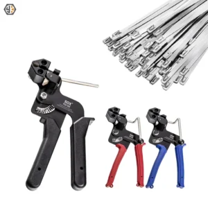 CHINEE 100pcs 11.8 Inch Stainless Steel Cable Tie Tool Zip Gun Metal Zip Tensioner with Built in Cutter Release Tool Cable Tie Gun