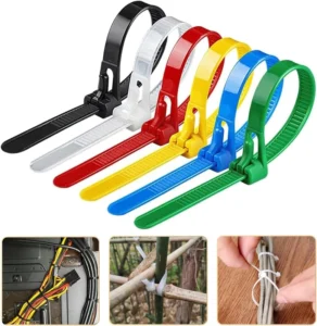 CHINEE 100pcs 50LBS 8inch Releasable Nylon 66 Multi Color Cable Tie Flexible Wire Cable Ties