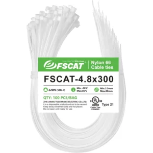 CHINEE 12 Inch Self Locking Cable Ties 50 lbs Heavy Duty Nylon Zip Ties More Durable for Indoor and Outdoor Use White 100 Pack
