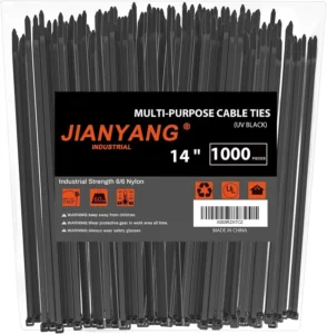 CHINEE 12 Inch Zip Ties Double Sided Toothed (Bulk 1000 Pack) 100 LBS Tensile Strength Heavy Duty Cable Wire Ties Self Locking