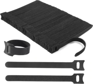 CHINEE 12x150mm Black Nylon Eco Friendly Self adhesive Waterproof Fireproof Cable Ties Strong Adhesive Back to back Hook Loop Storage