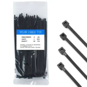 CHINEE 3.6x200mm Nylon66 Self Locking Black Electrical Cable Ties CE Certified 100 Pcs Pack