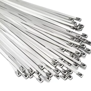 CHINEE 304 Stainless Steel Zip Ties 11.8 Inch 100pcs Heavy Duty Self Locking for Machinery Vehicles Farms Pipes Roofs & Cables
