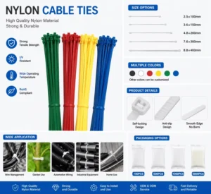 CHINEE 3x200mm White Nylon 66 Self-Locking Cable Tie for Electrical Wiring Control Panel Installation and Cable Management