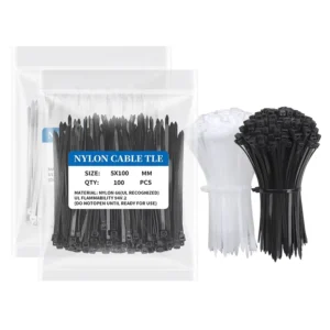 CHINEE 4 Inch Flexible Durable Zip Ties 50lbs Tensile Strength 100 Pack White and Black Cable Ties Made of Durable Nylon
