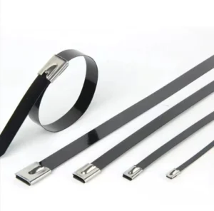 CHINEE 4.6*400mm Plastic Coated Cable Ties High Tensile Self-Locking Zip Ties 304 Stainless Steel Plastic Spray-painted Cable Ties
