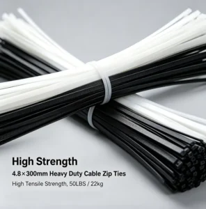 CHINEE 4.8*300 Releasable Nylon Cable Ties Heavy Duty Reusable Zip Ties Self Locking Cable Management 100Pcs