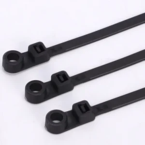 CHINEE 4.8*300mm Self Locking Cable Ties with M5 Screw Nylon 66 Zip Ties with Mounting Hole X49 Screw Mounting Zip Ties for M5 Screw