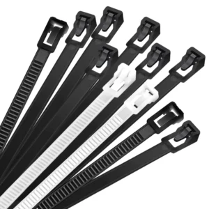 CHINEE 4.8x150mm Releasable Nylon Cable Ties 5x150mm Adjustable Zip Ties 6″ Length Durable Anti Aging Reusable Industrial Use