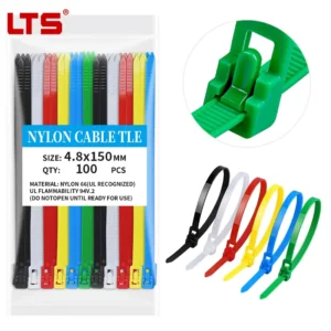 CHINEE 5x150mm Flame Retardant Releasable Cable Ties Suitable for Laboratory Equipment Binding