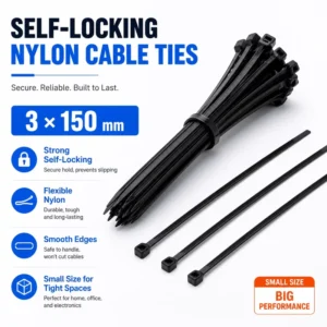 CHINEE 6 Inch Self Locking Nylon Cable Ties Width Small Plastic Zip Ties for Electronics Wire Management 100pcs bag 3*150mm