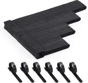 CHINEE 60 PCS 6 Inches Reusable Cable Ties Adjustable Cord Straps Cable Organizer Cord Wrap Hook Loop Black Cable Tie