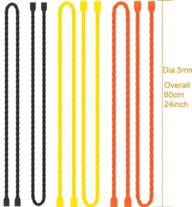 CHINEE 6pcs 24in Eco Friendly Reusable Silicone Cable Ties Releasable Rubber Twist Ties