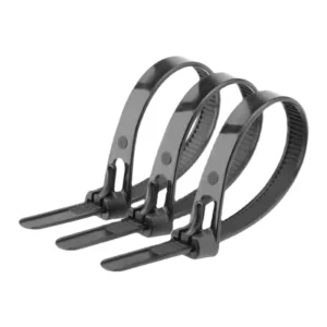 CHINEE 7.2*250mm Reusable Plastic Nylon Cable Ties 10inch Computer Wire Loop Tie 100pcs Releasable Black Zip Ties Can Be Loosen