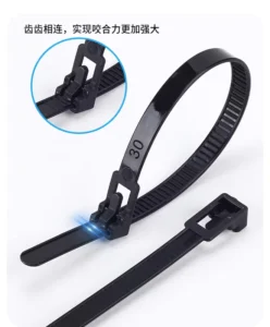 CHINEE 7.2MM*300MM Reusable Releasable Eco Friendly Nylon Flexible Cable Ties Black White Plastic Buckle Wire Management Bands