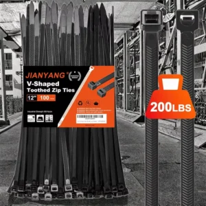 CHINEE 7.6*300mm Heavy Duty 200 Lbs V Sharped Double Sided Nylon Cable Ties Super High Tensile Strength UL Certified