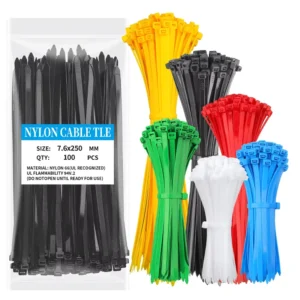 CHINEE 7.6mm Wide Flame Retardant Nylon Cable Ties 8x250mm Self Locking Heavy Duty High Tensile Tough Wear Resistant Anti Brittle