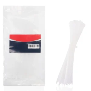 CHINEE 8 Inch Zip Cable Ties (100 Pieces) Self Locking Premium Nylon Wire Ties Heavy Duty White Industrial Use Indoor Outdoor 3*200