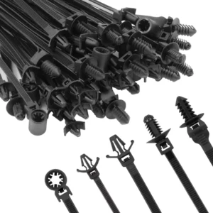 CHINEE Automotive Installation Black Push Mount Nylon Cable Zip Ties Assorted Sizes Heavy Duty Self Locking Wire Ties 40~+120