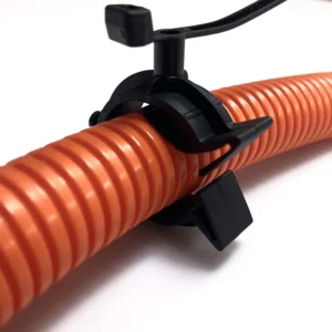 CHINEE Black Nylon 66 2-Piece Fixing Ties with Pipe Clip Twistable 360° Same Cable Tie 156-01343
