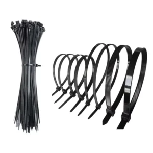 CHINEE Black Nylon 66 Self Locking Zip Ties 200mm Heavy Duty Plastic Fastening Ring Wraps Cable Strap Push Mount Cable Ties