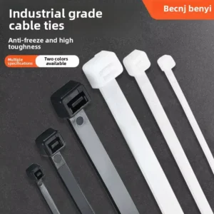 CHINEE Black White Nylon 66 Industrial Self-Locking Tie Strap Buckle Cable Fixing Rope Tensioner