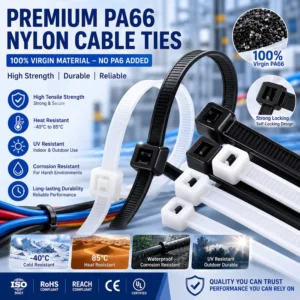 CHINEE China Factory Direct Sell Durable Wear Resistant Fire Resistant Anti UV Black Self Locking Nylon Plastic Cable Zip Ties 50PCS