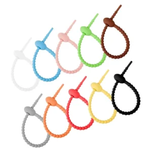 CHINEE Colorful Silicone Strap Tie Twist Cable Ties Reusable Zip Adjustable Bag Sealing Clip All-Purpose Strap Ties