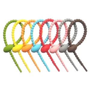 CHINEE Custom Length Reusable Long Silicone Rubber Food Bag Twist Zip Tie Organizer Strap Silicon Cable Wire Tie