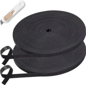 CHINEE Custom Logo Reusable Pre cut Nylon Cable Tie Tape Hand Tear Style Self Adhesive Double Sided 12mm Width Hook Loop Adhesive Roll