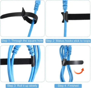 CHINEE Custom Size Hook and Loop Cable Tie Nylon Strap Colorful Reusable and Adjustable Cable Tie