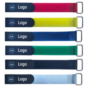 CHINEE Custom Size Hook and Loop Cable Tie on Same Side Metal Buckle Reusable Wire Organizer Straps for Electronics Multiple Colors