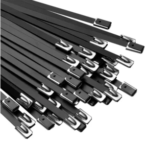 CHINEE DEYI High Quality Industrial 304 Stainless Steel Self Locking Cable Ties Epoxy Coating Black Customizable Length Width China