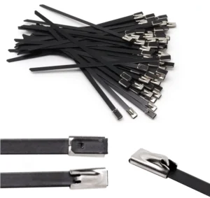 CHINEE DEYI Industrial Hot Selling 201 304 316 Stainless Steel Cable Ties Epoxy Coating Black Customizable Length Width