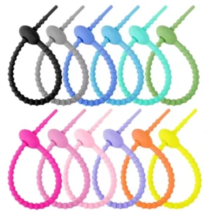 CHINEE Durable Portable Silicone Cable Twist Ties Custom Reusable Binding Cord Sealing Clip Colorful and Releasable Cable Ties