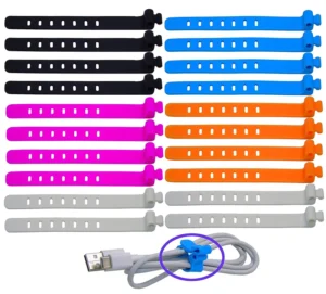 CHINEE Eco Friendly Colorful Magic Silicone Reusable Flexible Cable Ties 1cm*10cm Wire Management