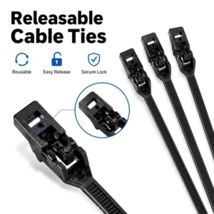 CHINEE Eco Friendly Reusable Zip Ties Trigger Release Releasable Nylon Cable Ties for Sustainable Wire Management