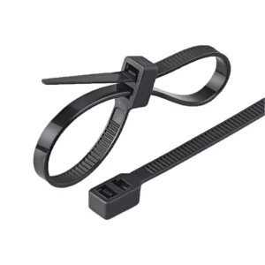 CHINEE FSCAT Heavy Duty 50lbs Double Head Cable Ties 10 Inch UV Resistant Black Dual Loop Zip Ties for Outdoor Industrial Fixing