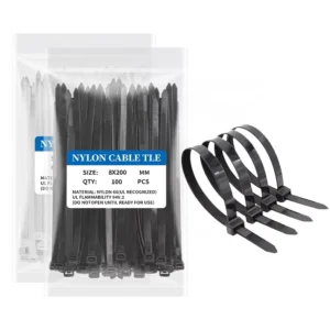 CHINEE Factory 7.8 Inch Heavy Duty Nylon Zip Ties 120lbs Tensile Strength Self Locking Black White Plastic Cable Tie Wraps 100 Pieces