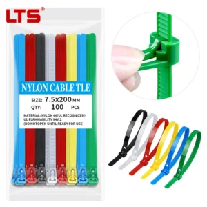 CHINEE Factory Direct Supply 8×200 Reusable Releasable Cable Ties Flame Retardant & Insulated Preferential Price