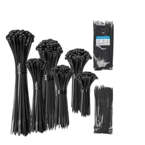 CHINEE Factory Releasable Nylon 66 Cable Tie Black 7.6*200mm 8 Inch Anti-UV 40lb Tension Self-locking Eco-Friendly 100pcs/bag