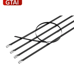 CHINEE GTAI Self Locking 5.6MM*200MM 304 Stainless Steel PVC Coated Black Model BC5.6*200 Cable Tie