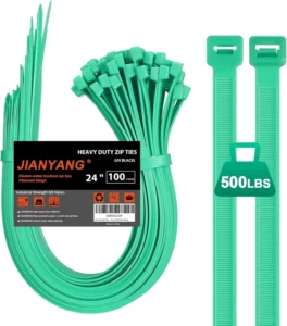 CHINEE Heavy Duty 24 Inch Long Zip Ties 500 LBS Tensile Strength Double Sided Toothed Nylon Cable Ties Super Durable Extra Large Ties
