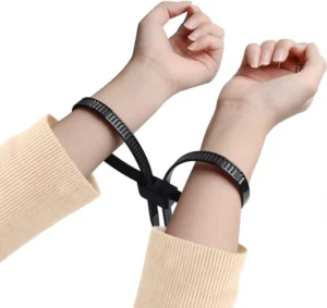 CHINEE Heavy Duty 250lbs Tensile Strength Zip Tie Handcuffs Disposable Nylon Double Locking Cuffs Black Plastic Cable Ties