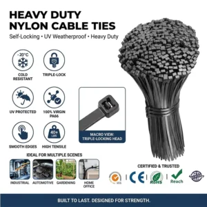 CHINEE Heavy Duty 8.8x300mm Industrial Self Locking Zip Ties Nylon Cable Ties Strong Tensile Strength ROHS CE OEM ODM