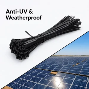 CHINEE Heavy Duty UV Resistant Nylon 66 Cable Ties Black Zip Ties Weatherproof Self Locking for Solar PV Outdoor Wiring 4.8*250mm