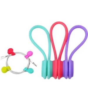 CHINEE Hot Reusable Silicone Cord Organizer with Magnetic Cable Ties Charging Cord Management Straps Releasable Headphone Winder